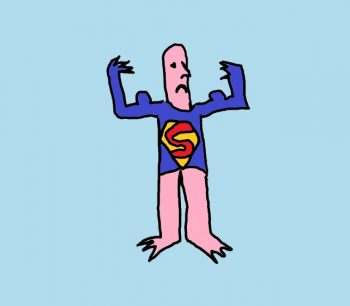 drawing of sensitive person in superpower costume