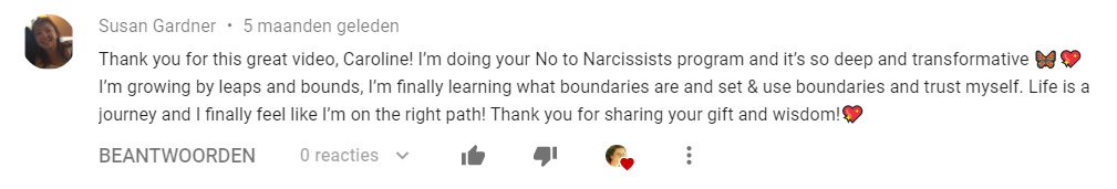 No to Narcissism Testimonial
